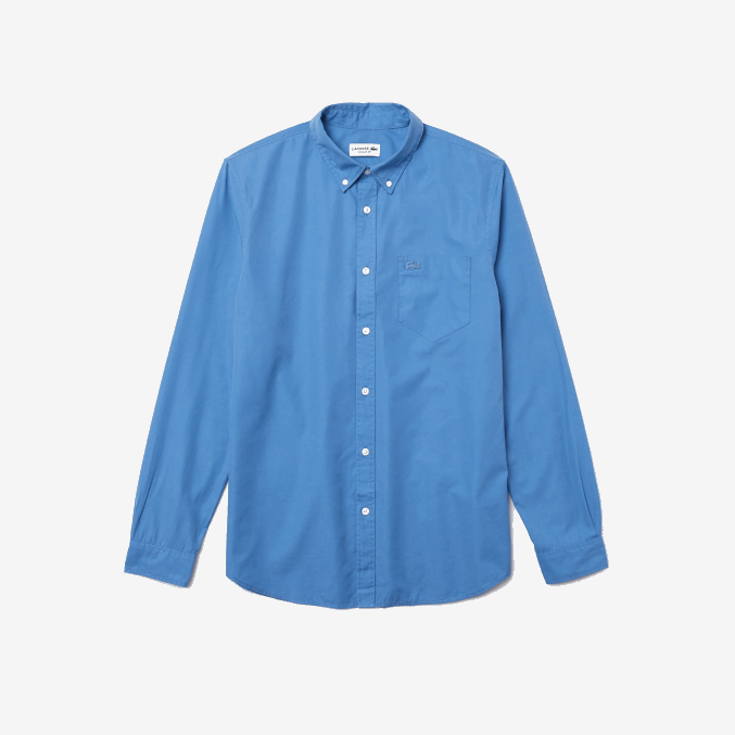 azul 776 VVL0A1652 hombres Lacoste camisa regular fit de popelina de mezcla de algodón