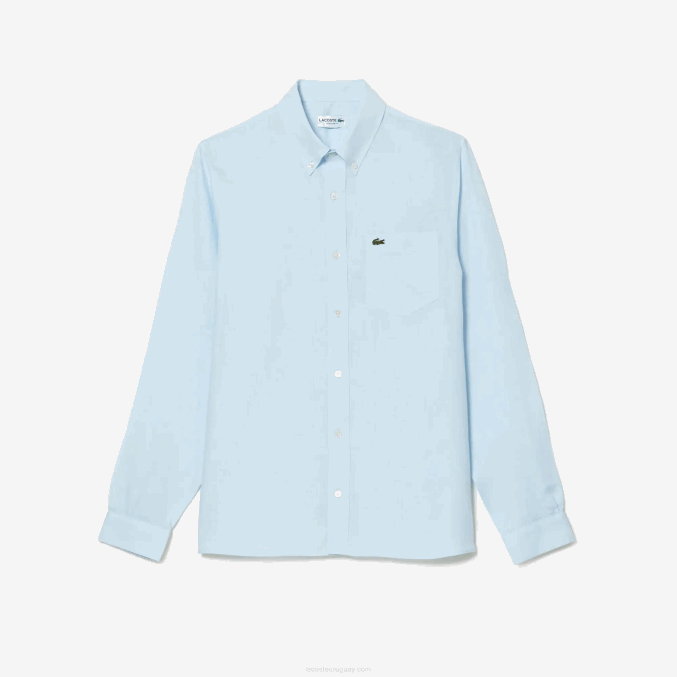 azul claro t01 VVL0A468 hombres Lacoste camisa de lino