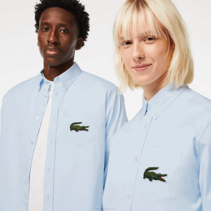 azul gn2 VVL0A413 hombres Lacoste camisa de corte holgado de algodón con cocodrilo grande