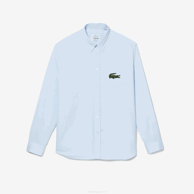 azul gn2 VVL0A413 hombres Lacoste camisa de corte holgado de algodón con cocodrilo grande
