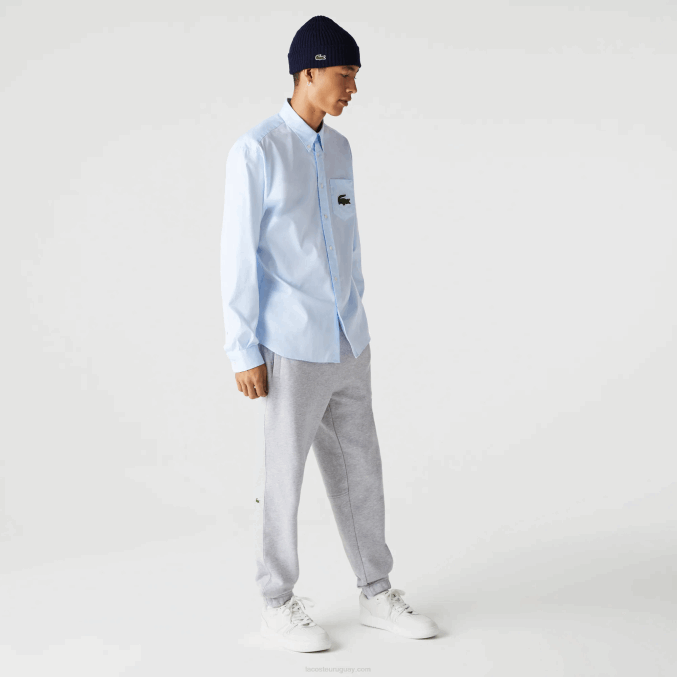azul gn2 VVL0A413 hombres Lacoste camisa de corte holgado de algodón con cocodrilo grande