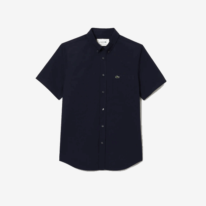 azul marino 423 VVL0A452 hombres Lacoste camisa regular fit de algodón