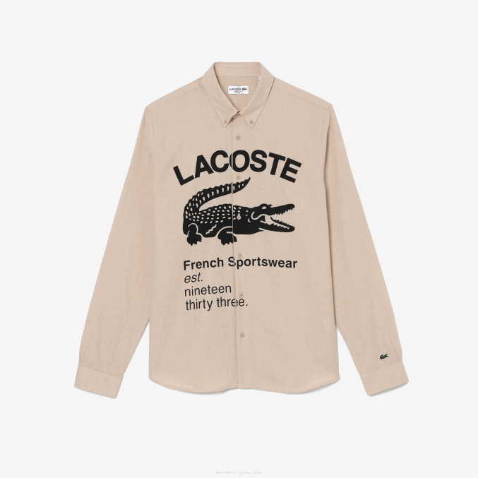 beige negro ub7 VVL0A1654 hombres Lacoste camisa de franela regular fit con logo