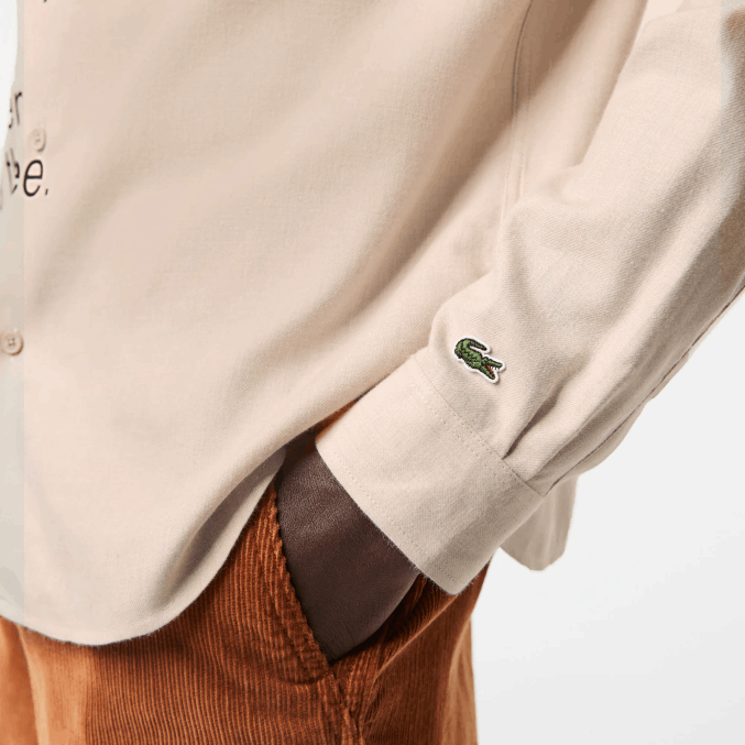 beige negro ub7 VVL0A1654 hombres Lacoste camisa de franela regular fit con logo