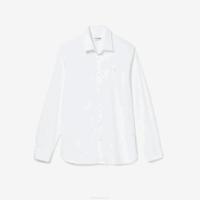 blanco 001 VVL0A1438 hombres Lacoste camisa slim fit de popelina de algodón con cuello francés