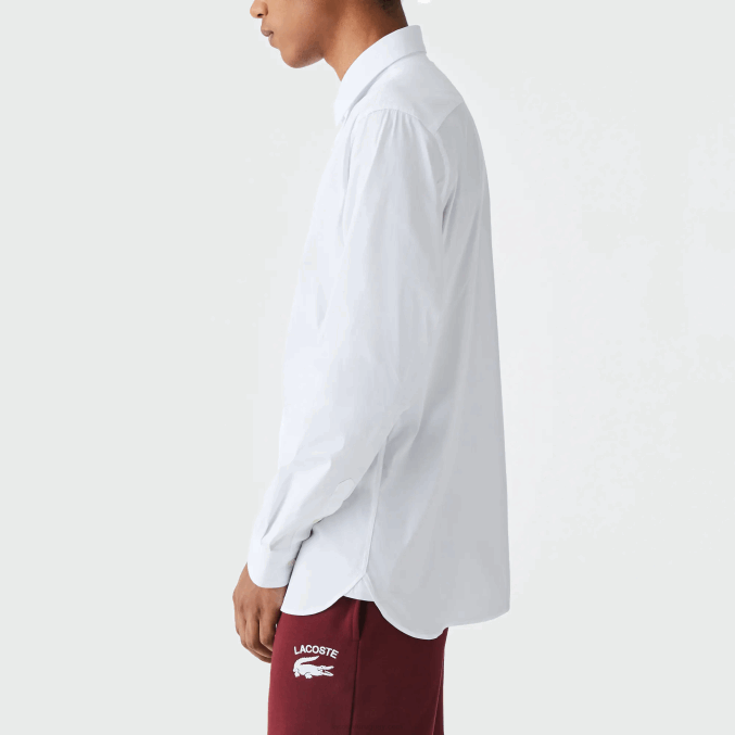 blanco 001 VVL0A1438 hombres Lacoste camisa slim fit de popelina de algodón con cuello francés
