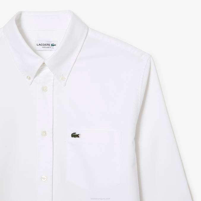 blanco 001 VVL0A1467 hombres Lacoste camisa regular fit de algodón oxford