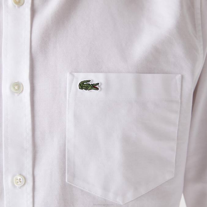 blanco 001 VVL0A1467 hombres Lacoste camisa regular fit de algodón oxford