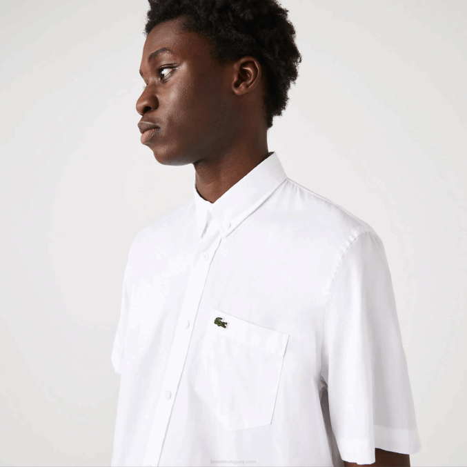 blanco 001 VVL0A1526 hombres Lacoste camisa regular fit de algodón oxford