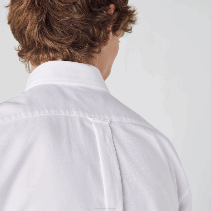 blanco 001 VVL0A1526 hombres Lacoste camisa regular fit de algodón oxford