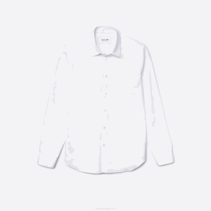 blanco 001 VVL0A1614 hombres Lacoste camisa regular fit de popelina de algodón