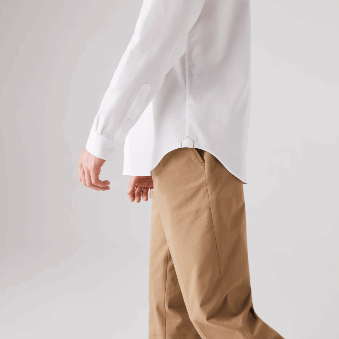 blanco 001 VVL0A1614 hombres Lacoste camisa regular fit de popelina de algodón