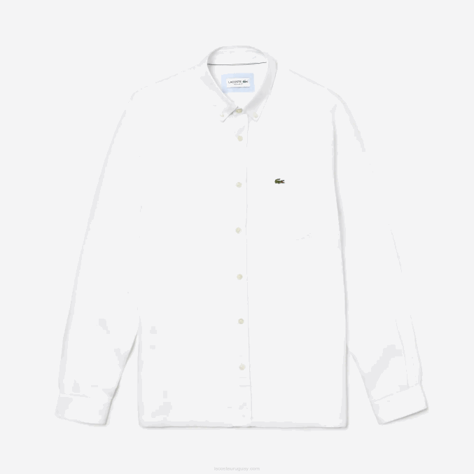 blanco 001 VVL0A1651 hombres Lacoste camisa de lino regular fit