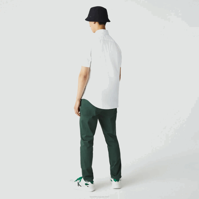 blanco 001 VVL0A450 hombres Lacoste camisa regular fit de algodón