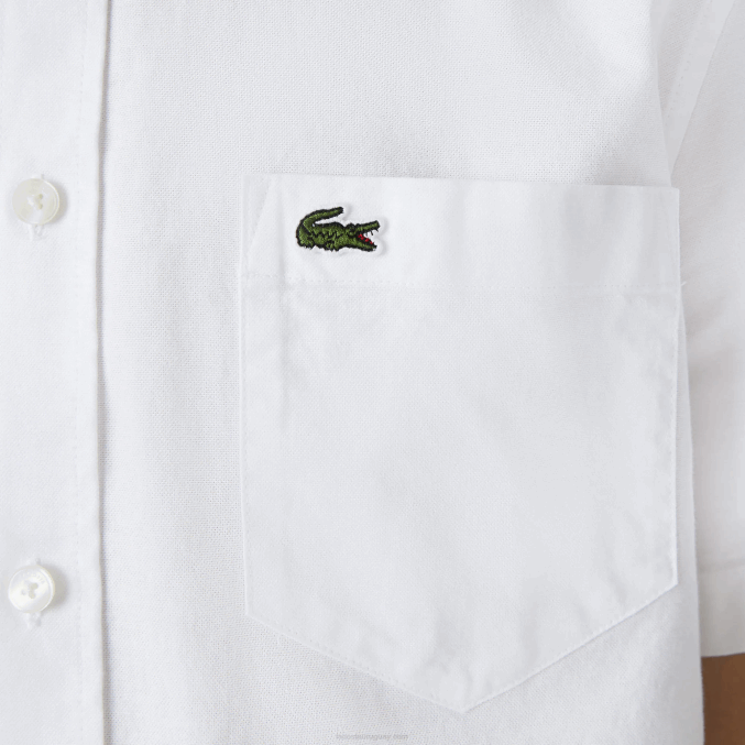 blanco 001 VVL0A450 hombres Lacoste camisa regular fit de algodón