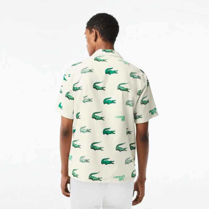 blanco 70v VVL0A473 hombres Lacoste camisa de manga corta con estampado de golf