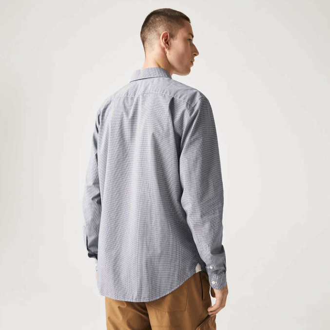 blanco azul marino 522 VVL0A1485 hombres Lacoste camisa regular fit de popelina de algodón
