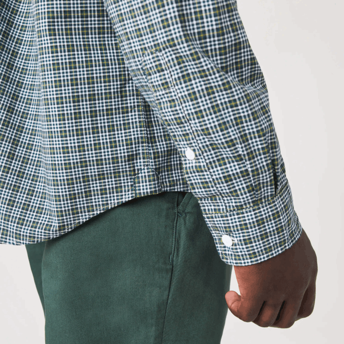 blanco negro verde tav VVL0A1609 hombres Lacoste camisa regular fit con estampado de cuadros