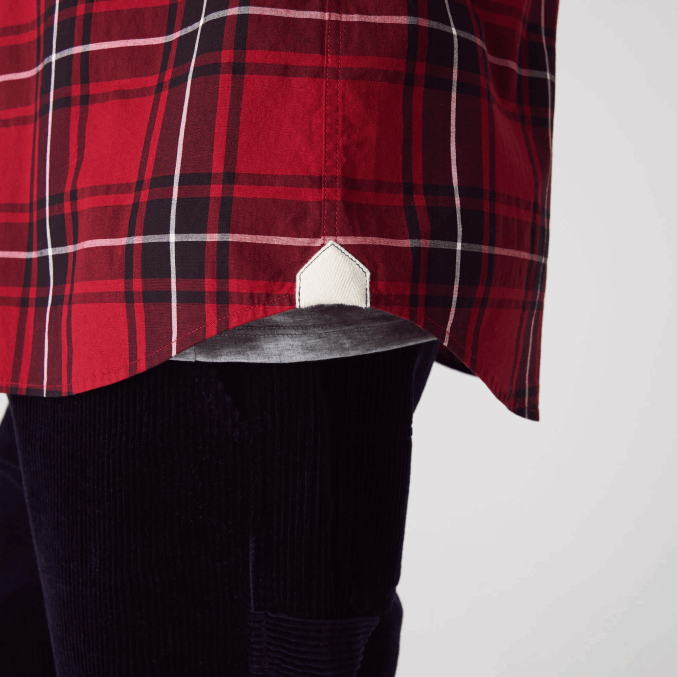 burdeos negro blanco llu VVL0A1612 hombres Lacoste Camisa slim fit de popelín de algodón elástico a cuadros
