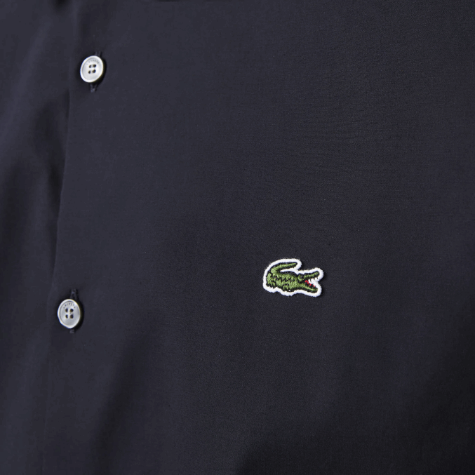 fondo azul marino VVL0A1487 hombres Lacoste camisa slim fit de popelín de algodón elástico