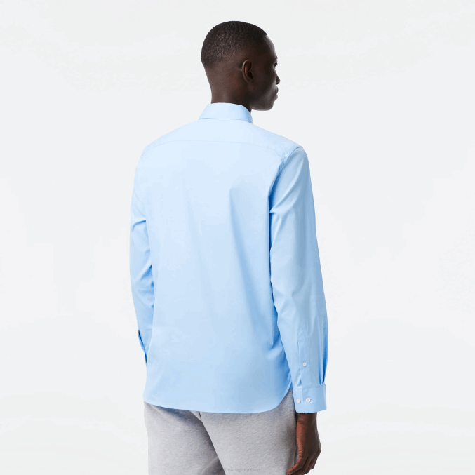 hbp azul VVL0A1439 hombres Lacoste camisa slim fit de popelina de algodón con cuello francés