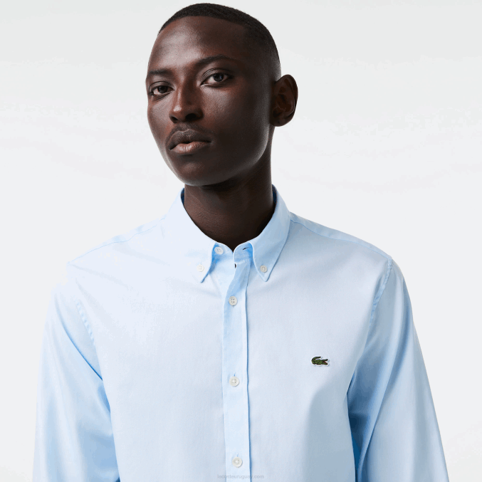 hbp azul VVL0A1493 hombres Lacoste camisa de corte regular de algodón premium