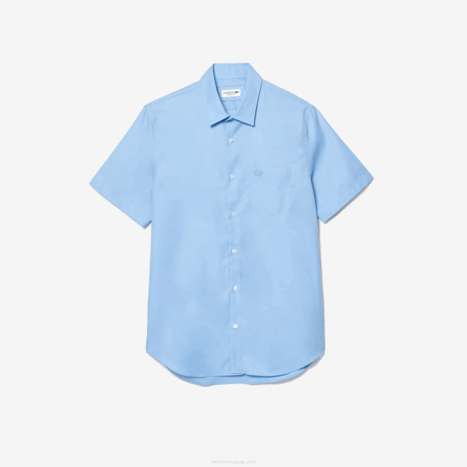 hbp azul VVL0A1562 hombres Lacoste camisa regular fit de algodón liso