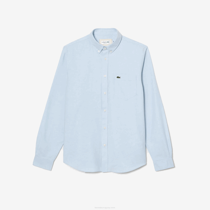 hbp azul VVL0A505 hombres Lacoste camisa de algodón oxford con cuello abotonado