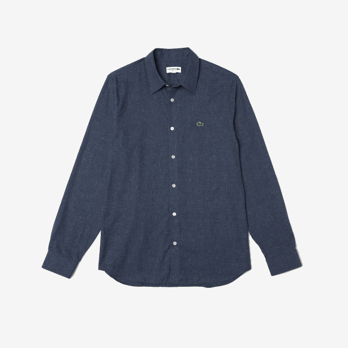 negro/blanco hhh VVL0A1519 hombres Lacoste camisa slim fit de cambray de algodón