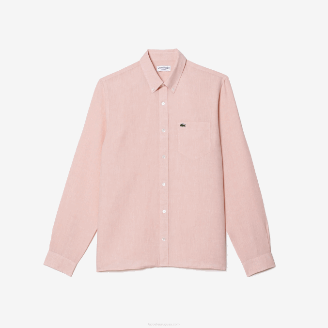 rosa claro t03 VVL0A470 hombres Lacoste camisa de lino