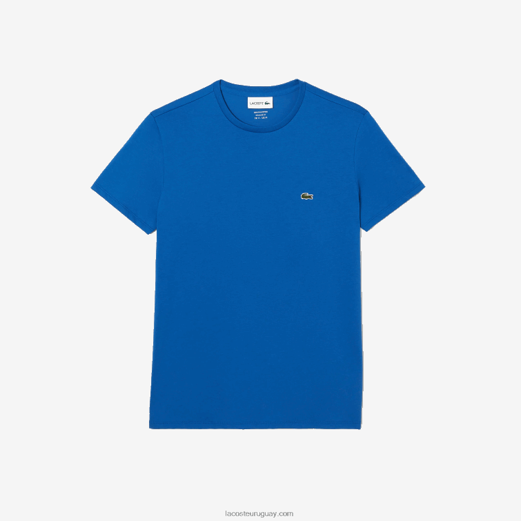 Lacoste hombres camiseta de punto de algodón pima con cuello redondo VVL0A35 kxb azul