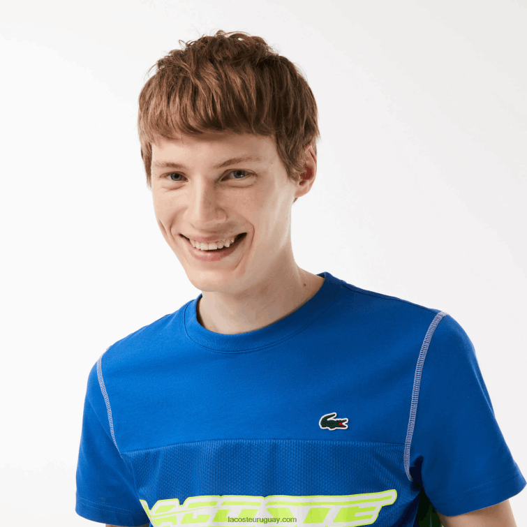 Lacoste hombres camiseta de tenis x daniil medvedev VVL0A25 azul verde blanco amarillo buc
