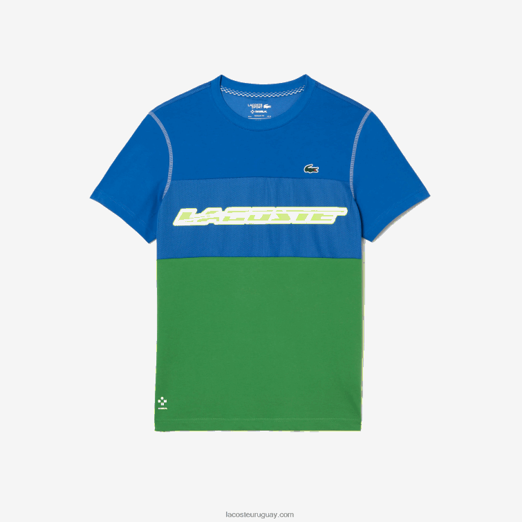 Lacoste hombres camiseta de tenis x daniil medvedev VVL0A25 azul verde blanco amarillo buc