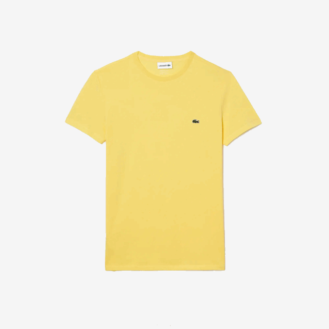 amarillo 107 VVL0A55 hombres Lacoste camiseta de punto de algodón pima con cuello redondo