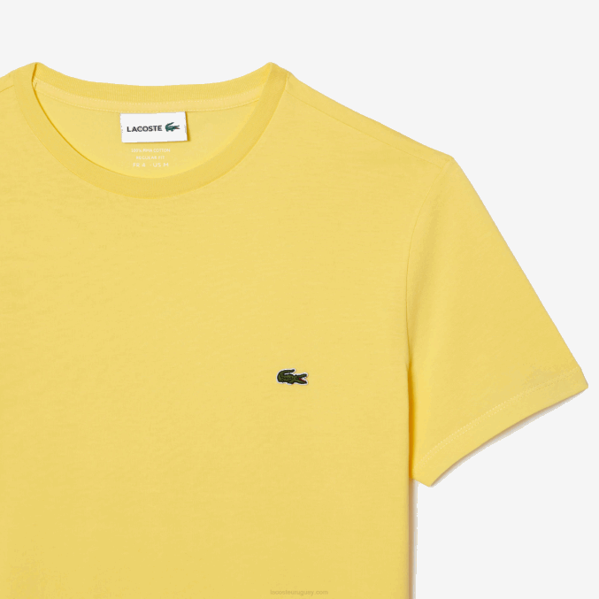 amarillo 107 VVL0A55 hombres Lacoste camiseta de punto de algodón pima con cuello redondo