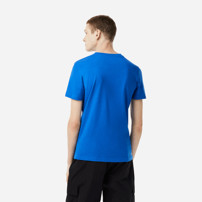 azul amarillo etq VVL0A88 hombres Lacoste Camiseta deportiva de punto transpirable con estampado de cocodrilo en 3D