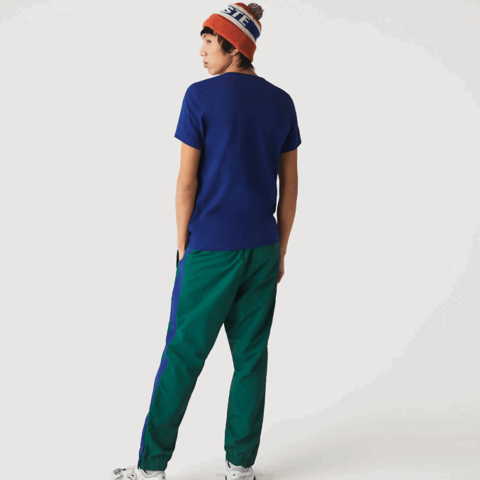 azul blanco gtd VVL0A794 hombres Lacoste Camiseta deportiva transpirable con estampado de tenis y cuello redondo