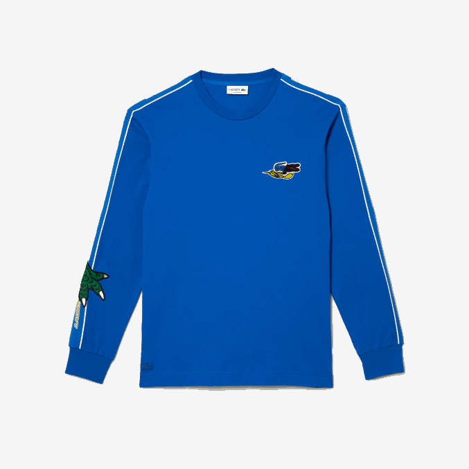 azul k1q VVL0A722 hombres Lacoste playera con logo de banda