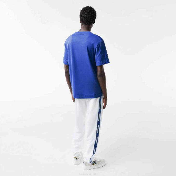 azul k1q VVL0A742 hombres Lacoste camiseta de corte holgado con efecto de cómic