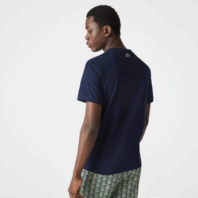 azul marino 166 VVL0A1580 hombres Lacoste playera de algodón con cuello redondo y logo de cocodrilo