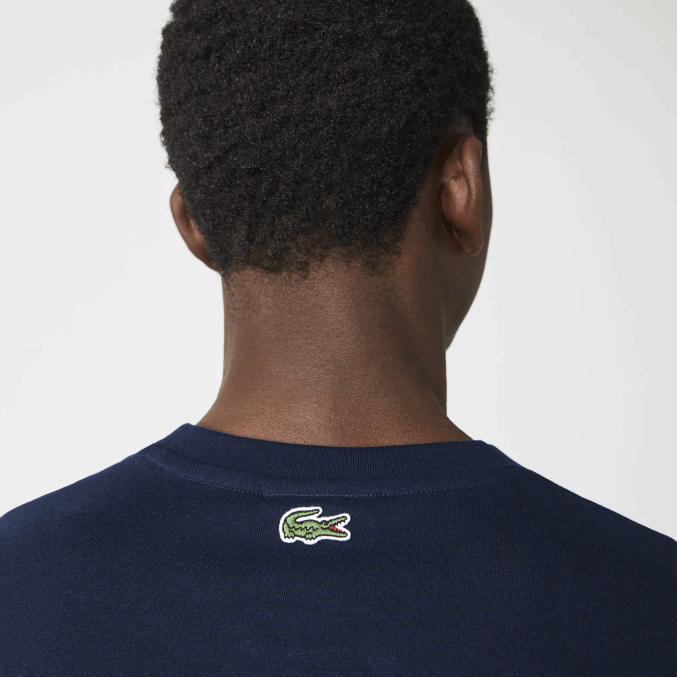 azul marino 166 VVL0A1580 hombres Lacoste playera de algodón con cuello redondo y logo de cocodrilo