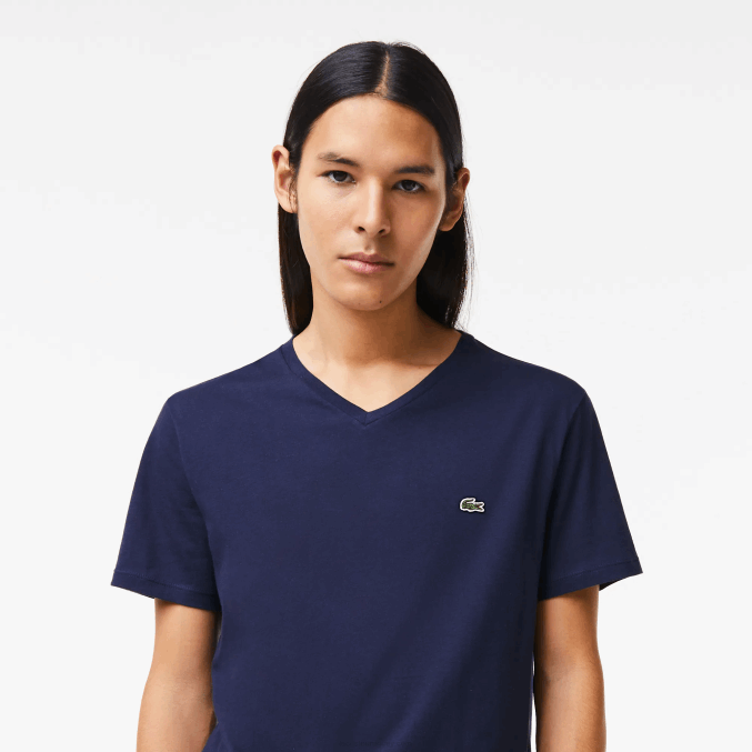 azul marino 166 VVL0A42 hombres Lacoste playera de punto de algodón pima con cuello en V