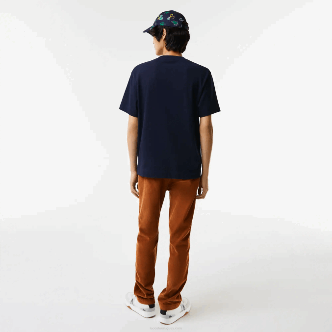 azul marino 166 VVL0A607 hombres Lacoste camiseta oversize con cocodrilo