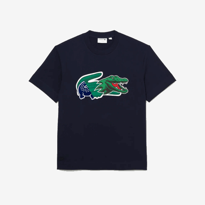 azul marino 166 VVL0A607 hombres Lacoste camiseta oversize con cocodrilo