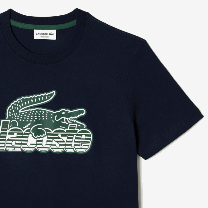 azul marino 166 VVL0A64 hombres Lacoste playera con estampado de jersey de algodón