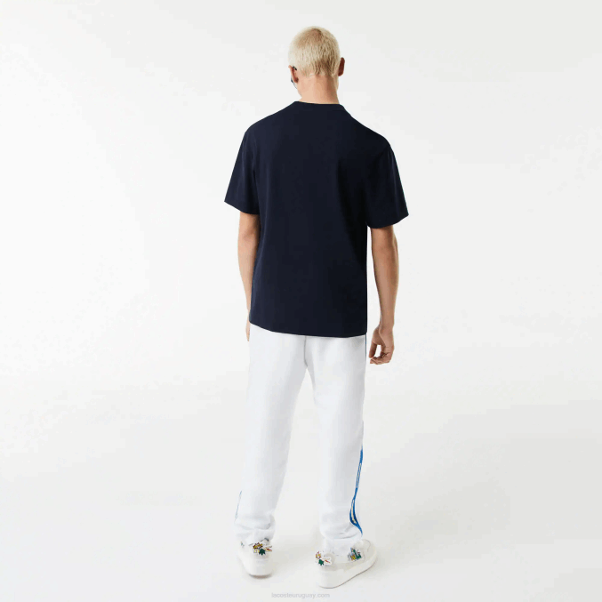 azul marino 166 VVL0A741 hombres Lacoste camiseta de corte holgado con efecto de cómic