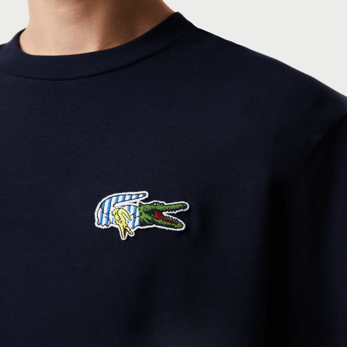 azul marino 166 VVL0A741 hombres Lacoste camiseta de corte holgado con efecto de cómic