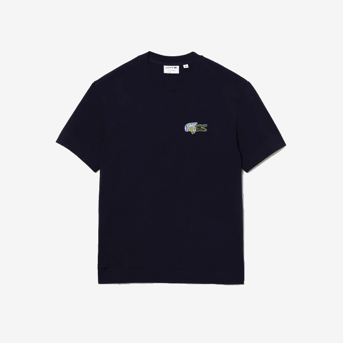 azul marino 166 VVL0A741 hombres Lacoste camiseta de corte holgado con efecto de cómic