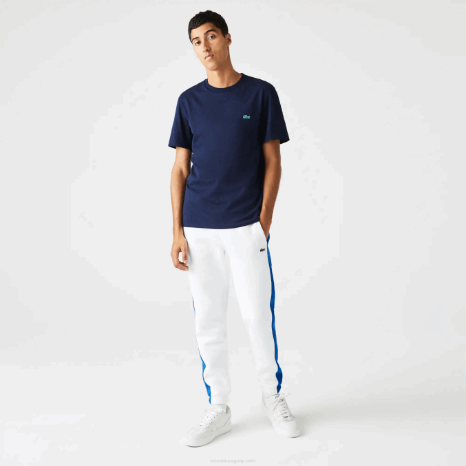 azul marino 7cg VVL0A750 hombres Lacoste camiseta regular fit de punto de algodón con estampado moteado