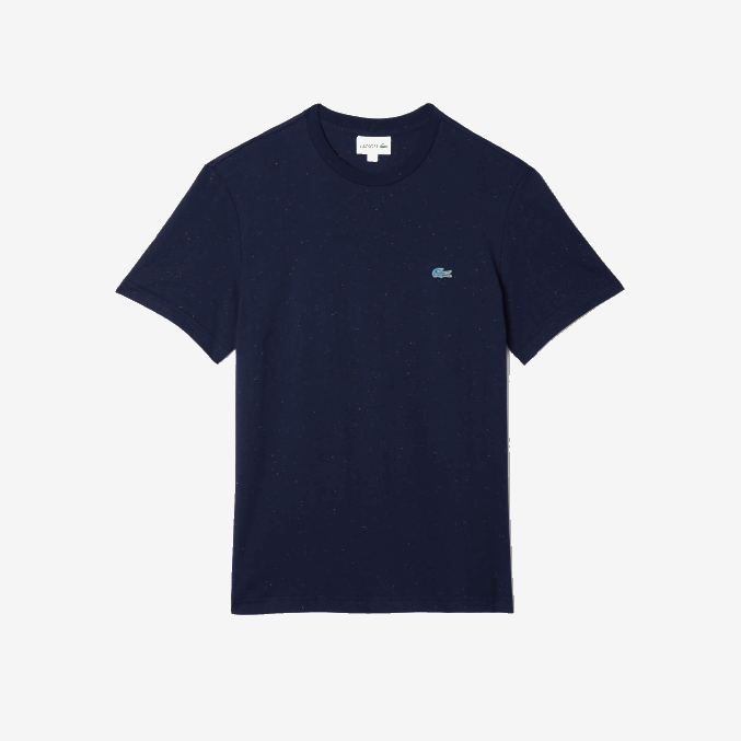 azul marino 7cg VVL0A750 hombres Lacoste camiseta regular fit de punto de algodón con estampado moteado